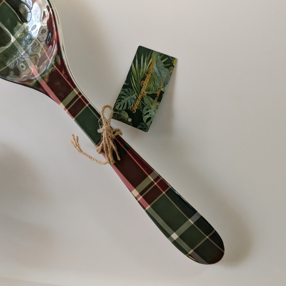 Tommy Bahama Melamine 2 Pc Spoon Fork Set Tartan Red Green - Picture 3 of 5
